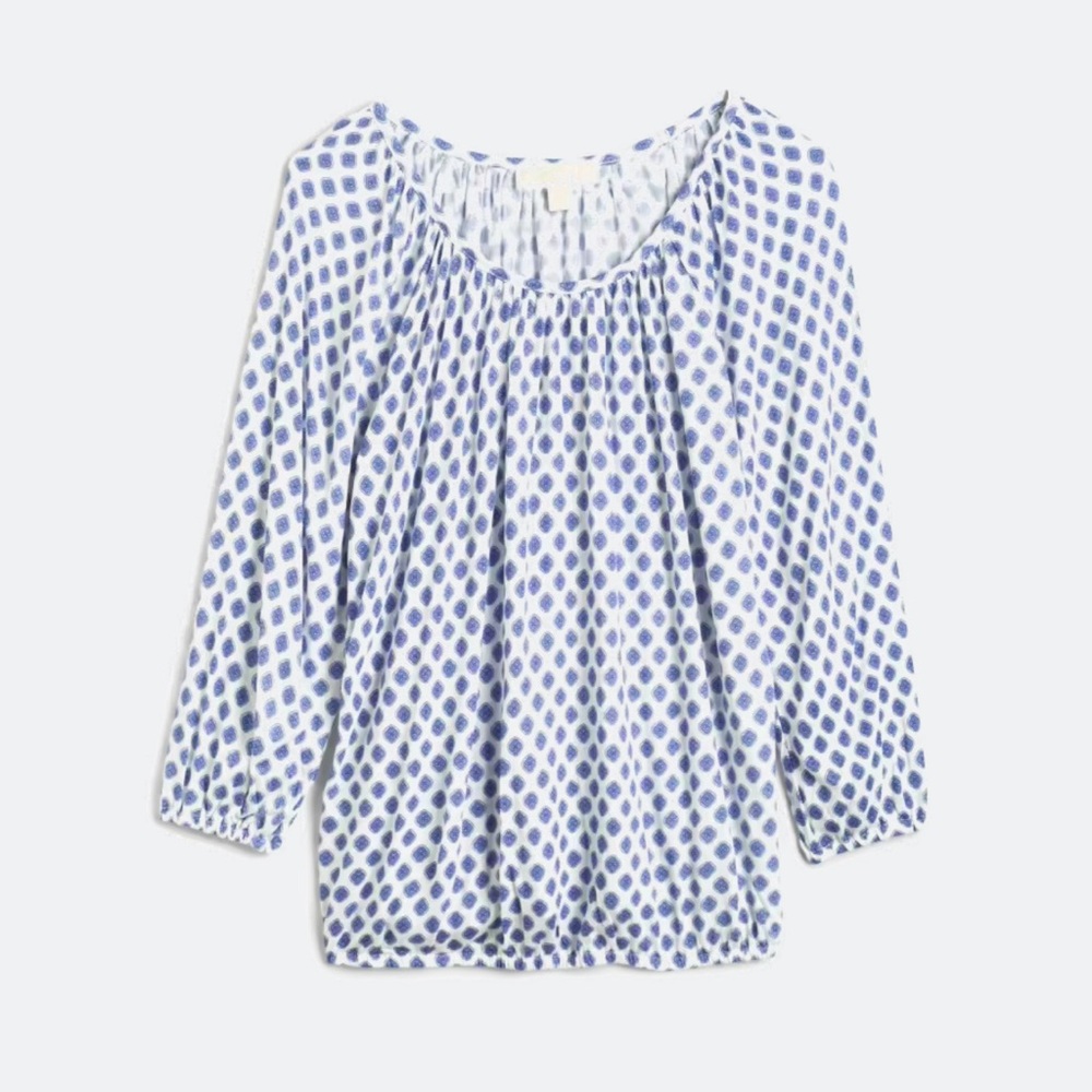 Michael Kors Blue and White Polka Dot Blouse